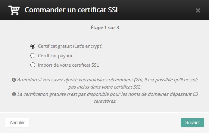 Certificat SSL gratuit